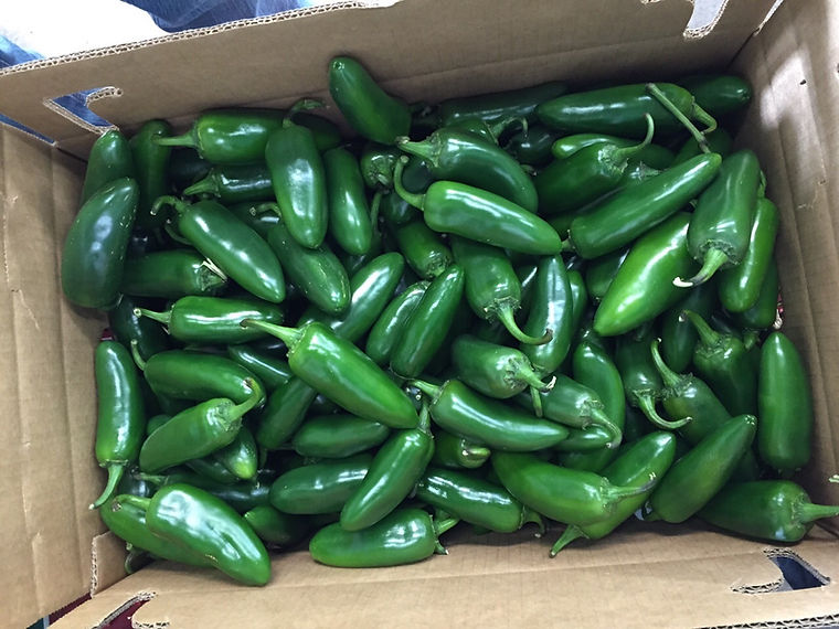 Jalapeños empacados en una caja