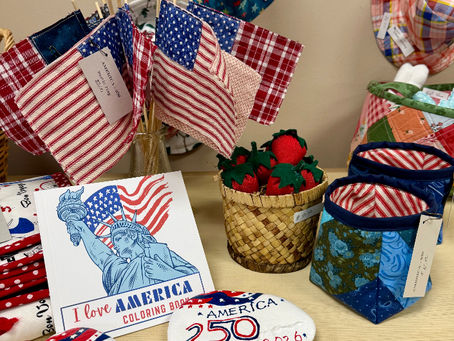 Patriotic items available at the McQuarrie Memorial Museum Gift Shoppe