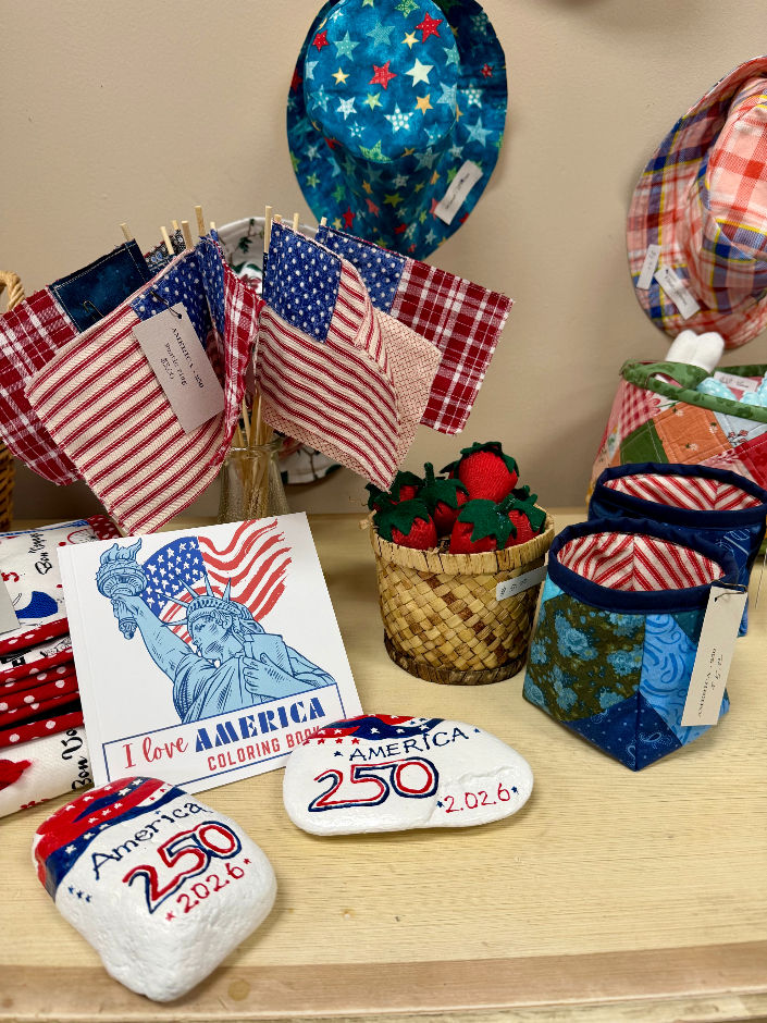 Patriotic items available at the McQuarrie Memorial Museum Gift Shoppe