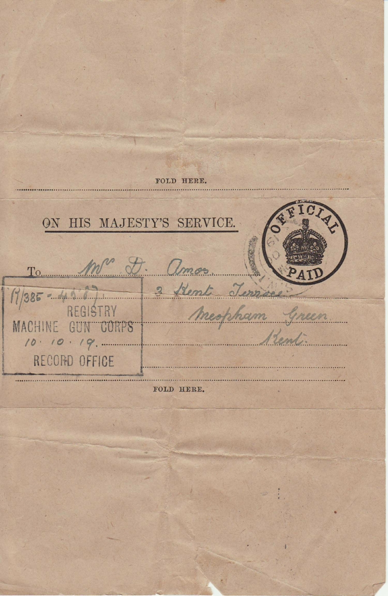Reverse of letter to Mrs Amos 10.10.