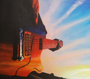 Sunset Guitar Painting