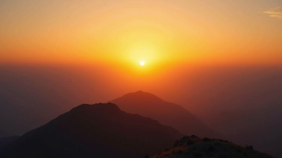 High angle view of a sunrise over a mountain symbolizing new beginnings