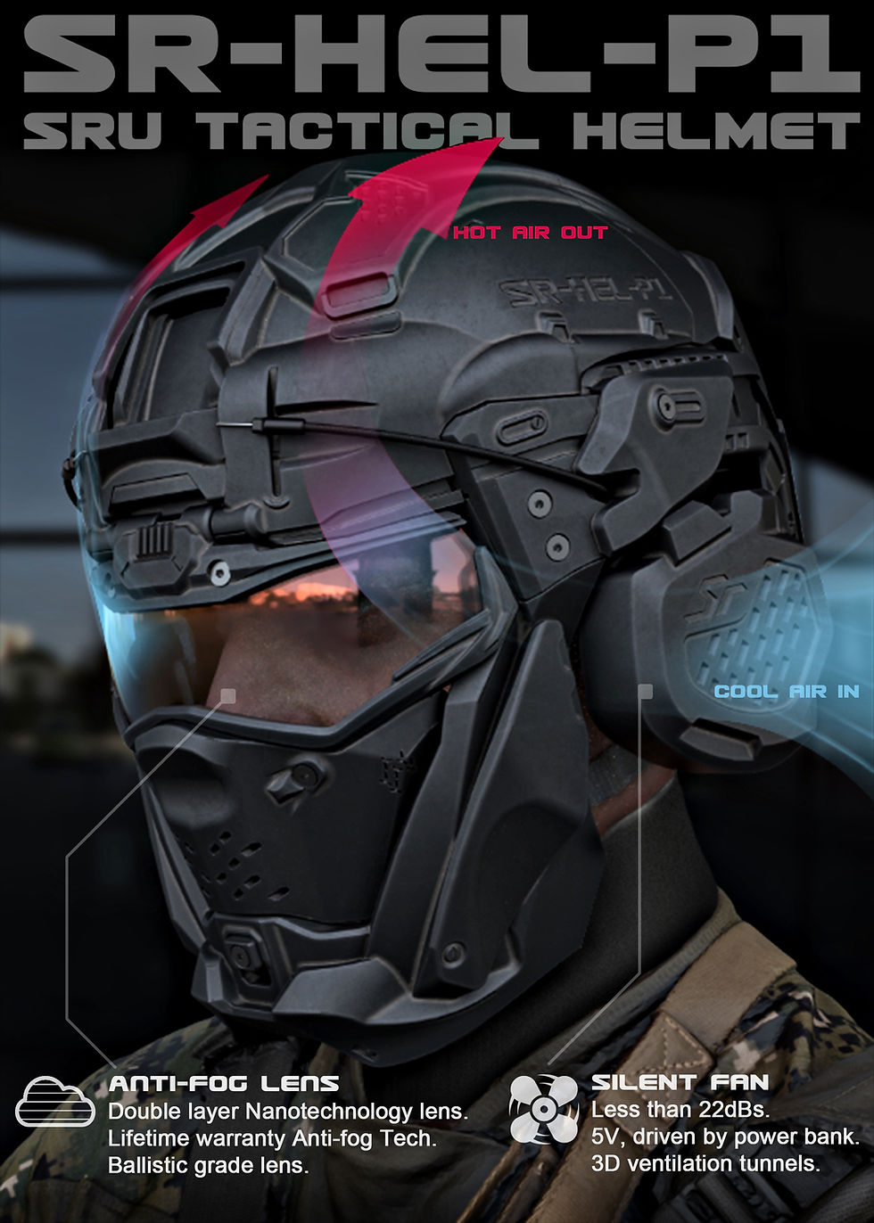 Thumbnail: Tactical Helmet Set-With Transparent lens (include FAST Helmet)