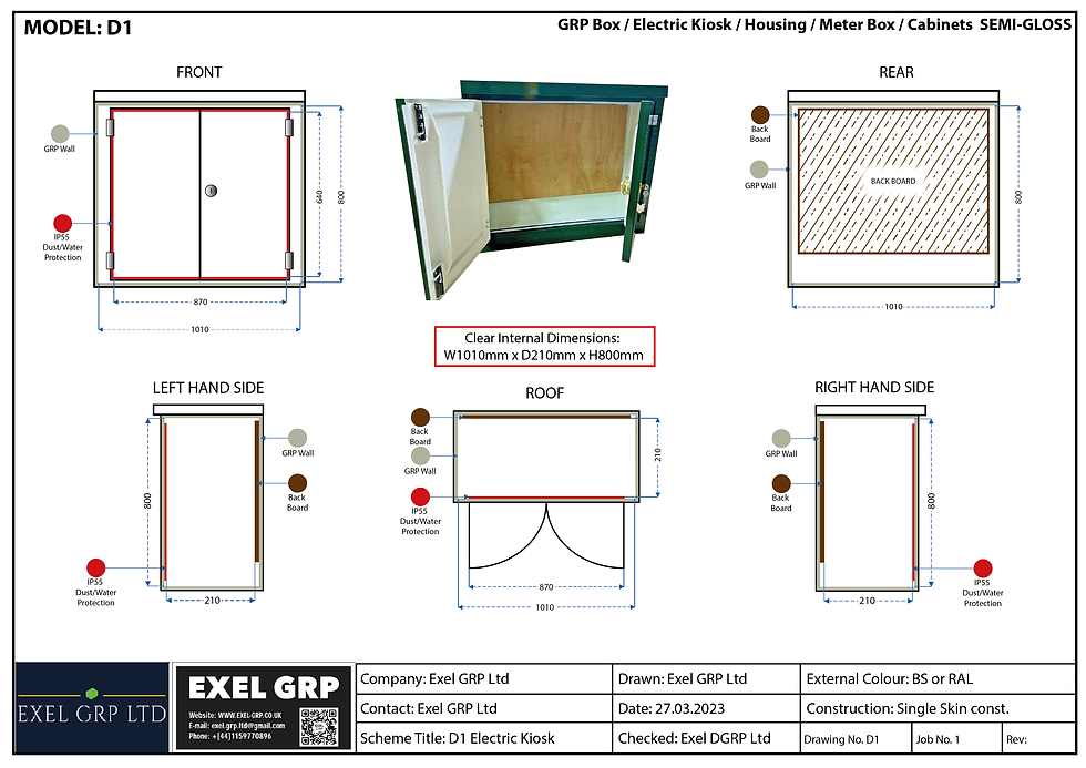 Thumbnail: MODEL: D1 size:W1025mm x D325mm x H840mm GRP Electric Enclosure, Kiosk, Cabinet,