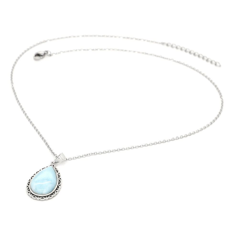 Collier Argent Goutte Larimar Amazonia