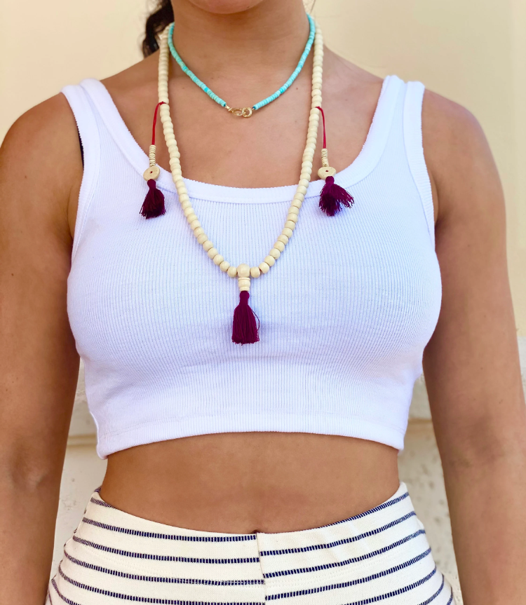 Thumbnail: Prayer 108 Mala Bead Necklace | WHITE LOTUS | Buddhist necklace