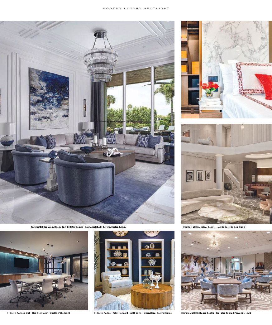 Collage of luxury interiors: elegant living rooms, bedroom, office, and dining area. Features chic furniture, art, and decor in modern settings.