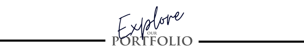 Text reads "Explore Our Portfolio" in navy and gray, stylized font on a white background, conveying a professional and inviting mood.