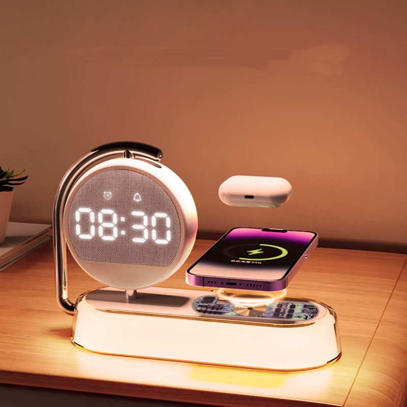 GREATYYT 2025 Smart 15W LED Desktop Alarm Clock Portable Foldable Charger 3-in-1