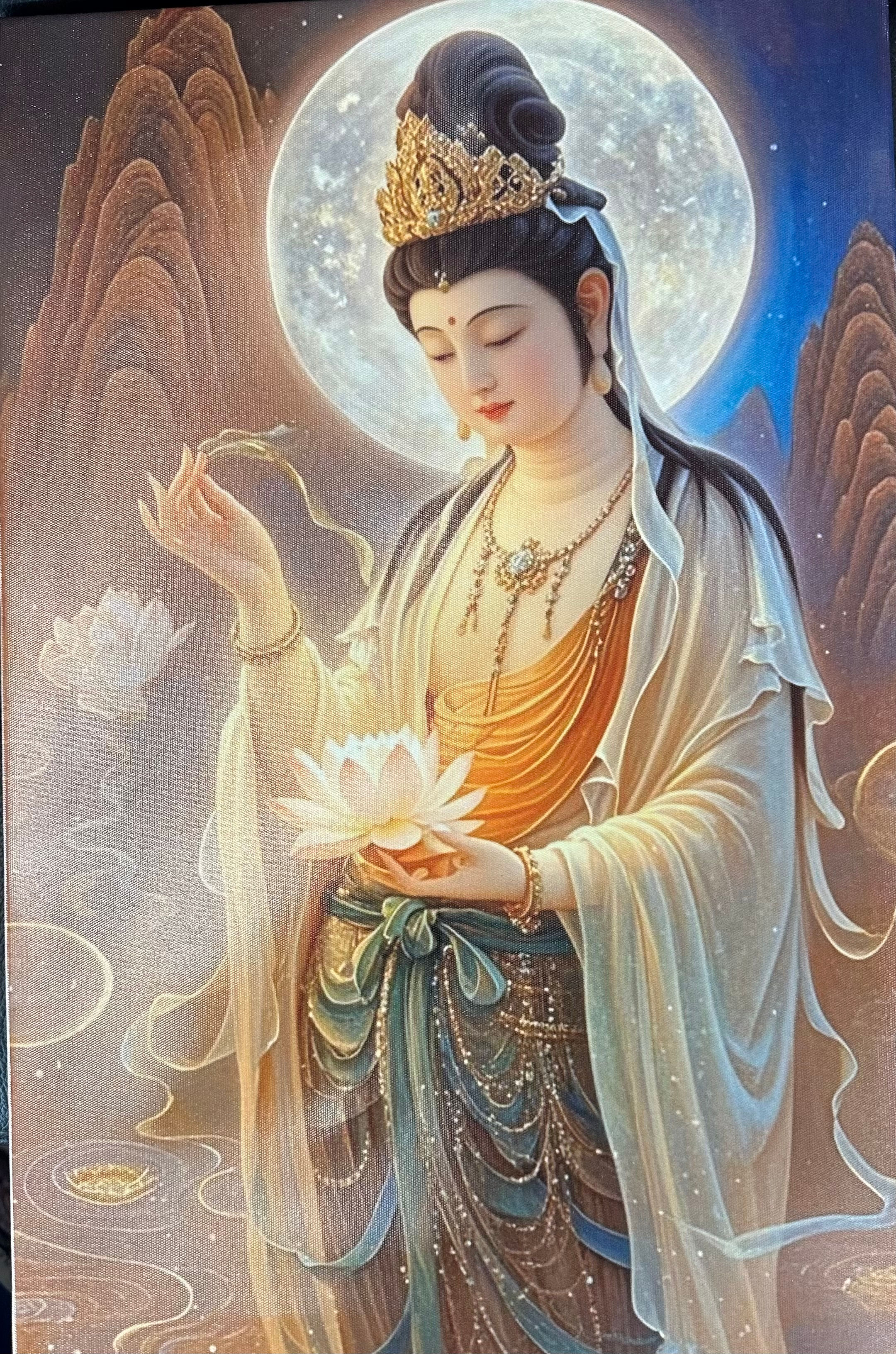 Guan Yin Bodhisattva Buddhist Size: 30x45CM/11.8x17.7Inch