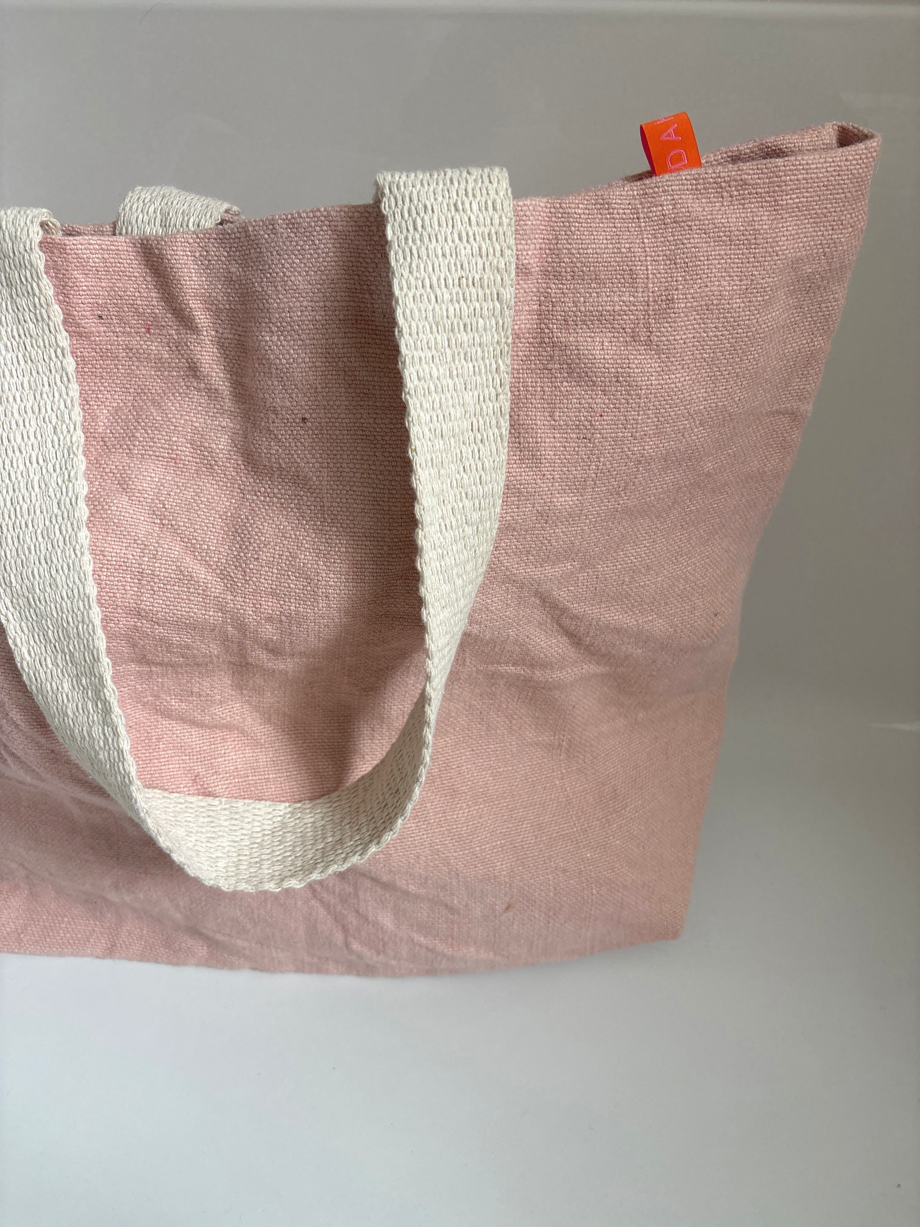 pale pink soft washed jute bag 