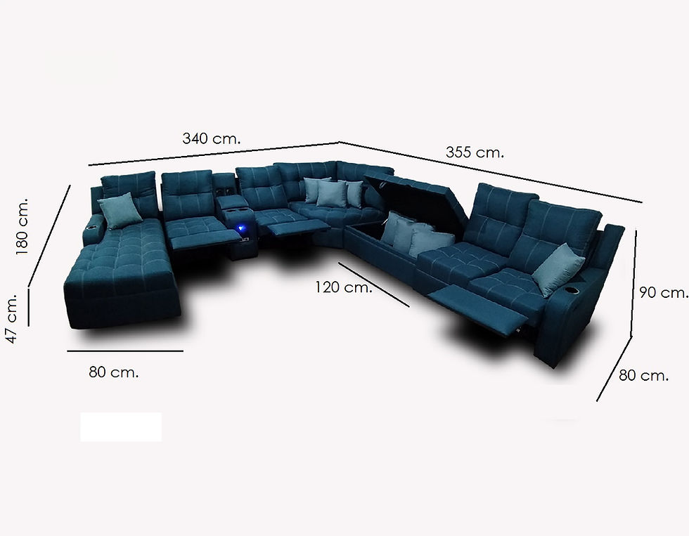 Miniatura: Sala modular Toronto con taburete y 3 reclinables
