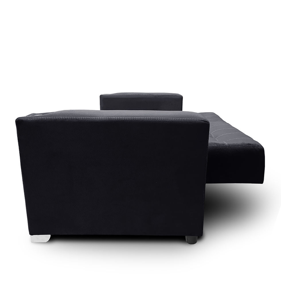Miniatura: Sofa cama Jeffrey c/brazos / 02 portavasos metálicos tela Burn Negro