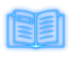 Neon-colored book icon representing study materials, bar exam prep, or resources