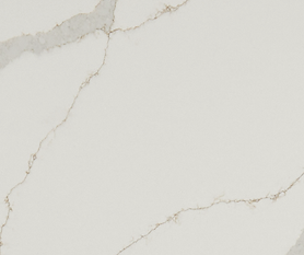 Calacatta Idillio slab with white color and brown accent 