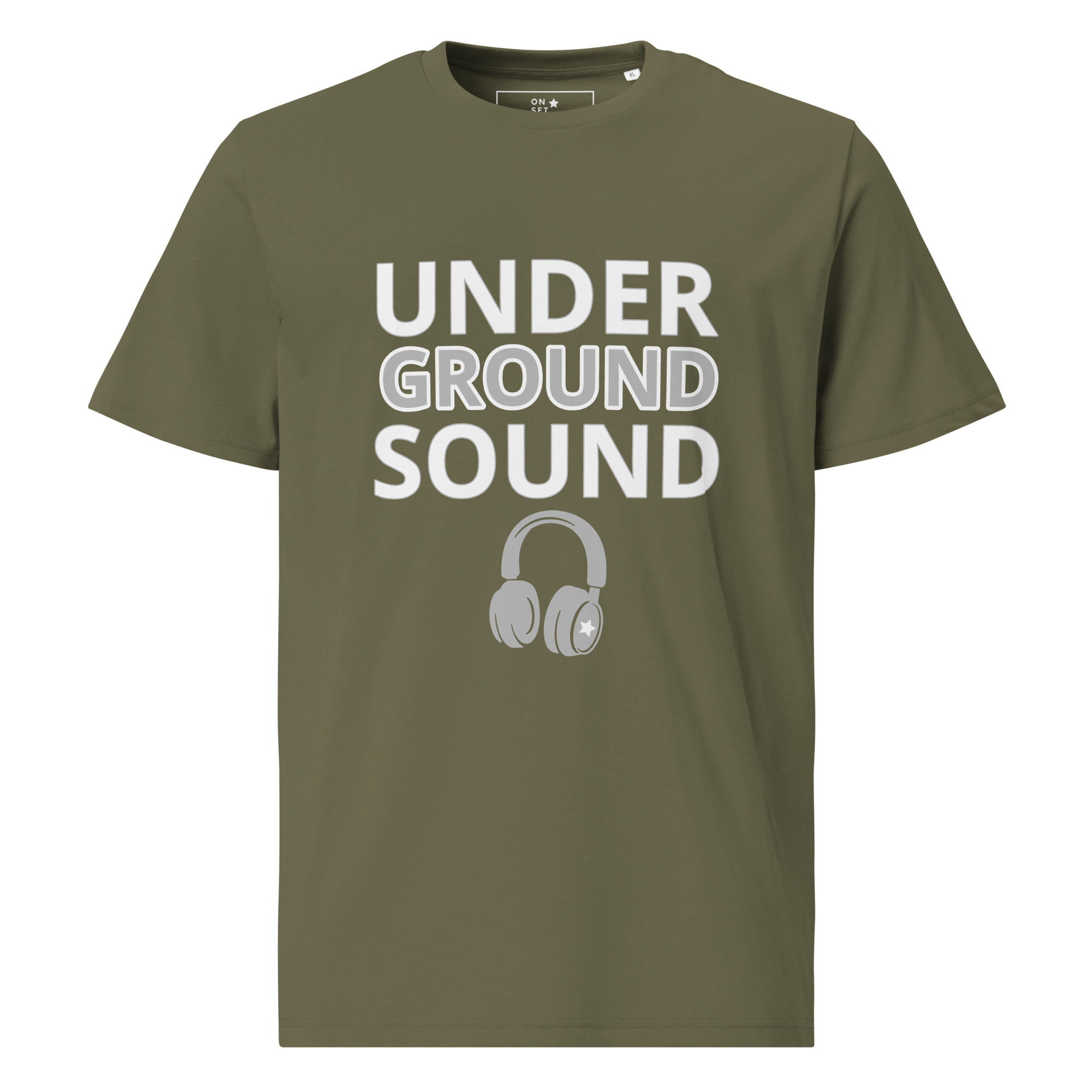 Tshirt - Under Ground Sound - Unisex Organic Cotton in Khaki