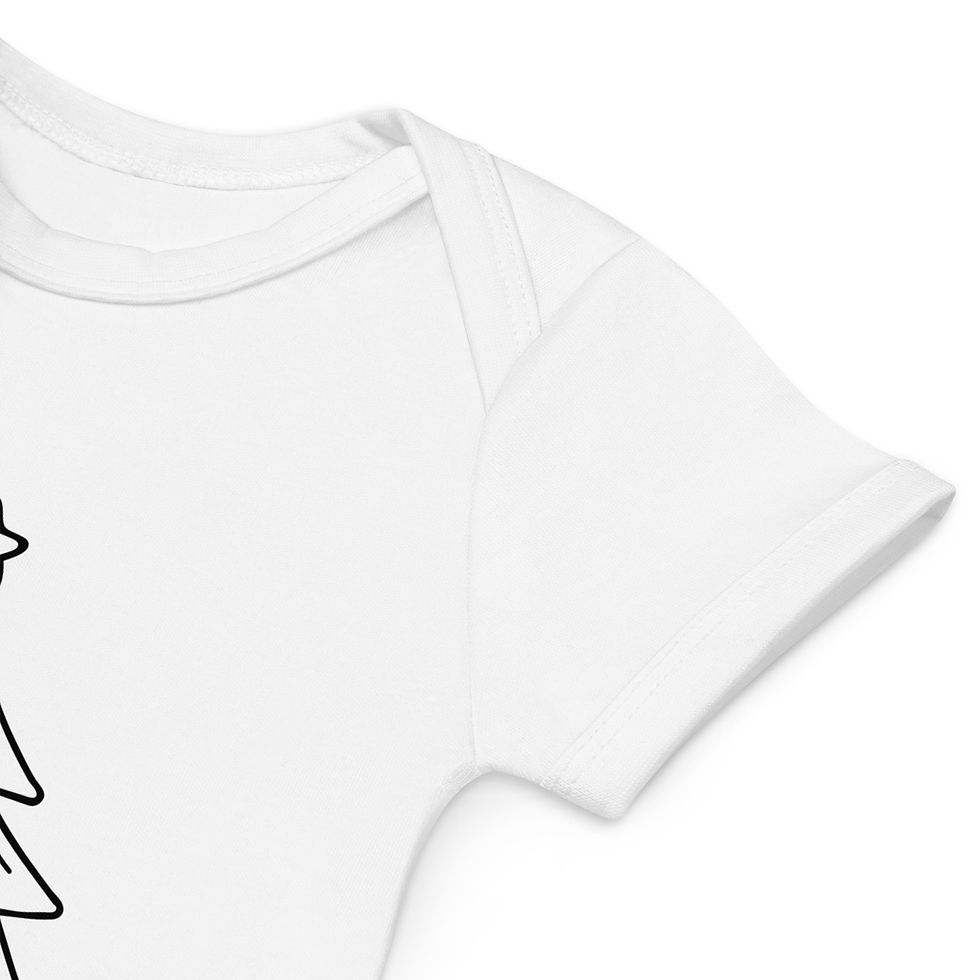 Thumbnail: Collar and sleeve detail for Organic Cotton Baby Grow - Colour  - Organic Natural