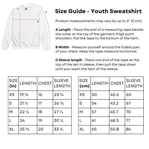 Thumbnail: Size Guide - Youth Sweatshirt