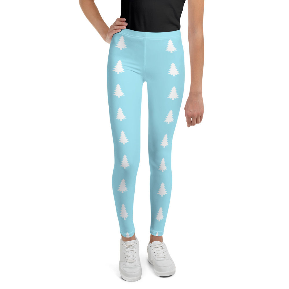 Leggings for Youths - Blizzard Blue Snowy White Christmas Tree