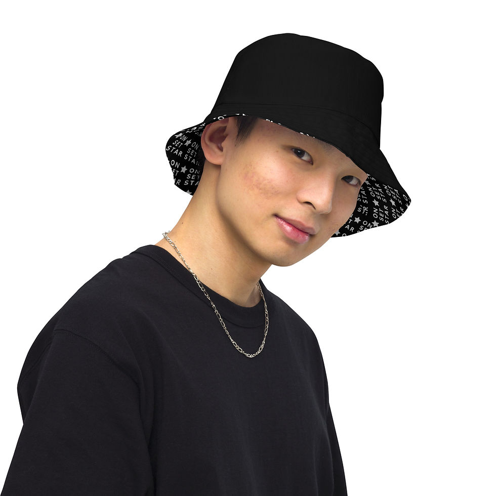 Thumbnail: Reversible Bucket Hat in Black/White - Male Model - Front