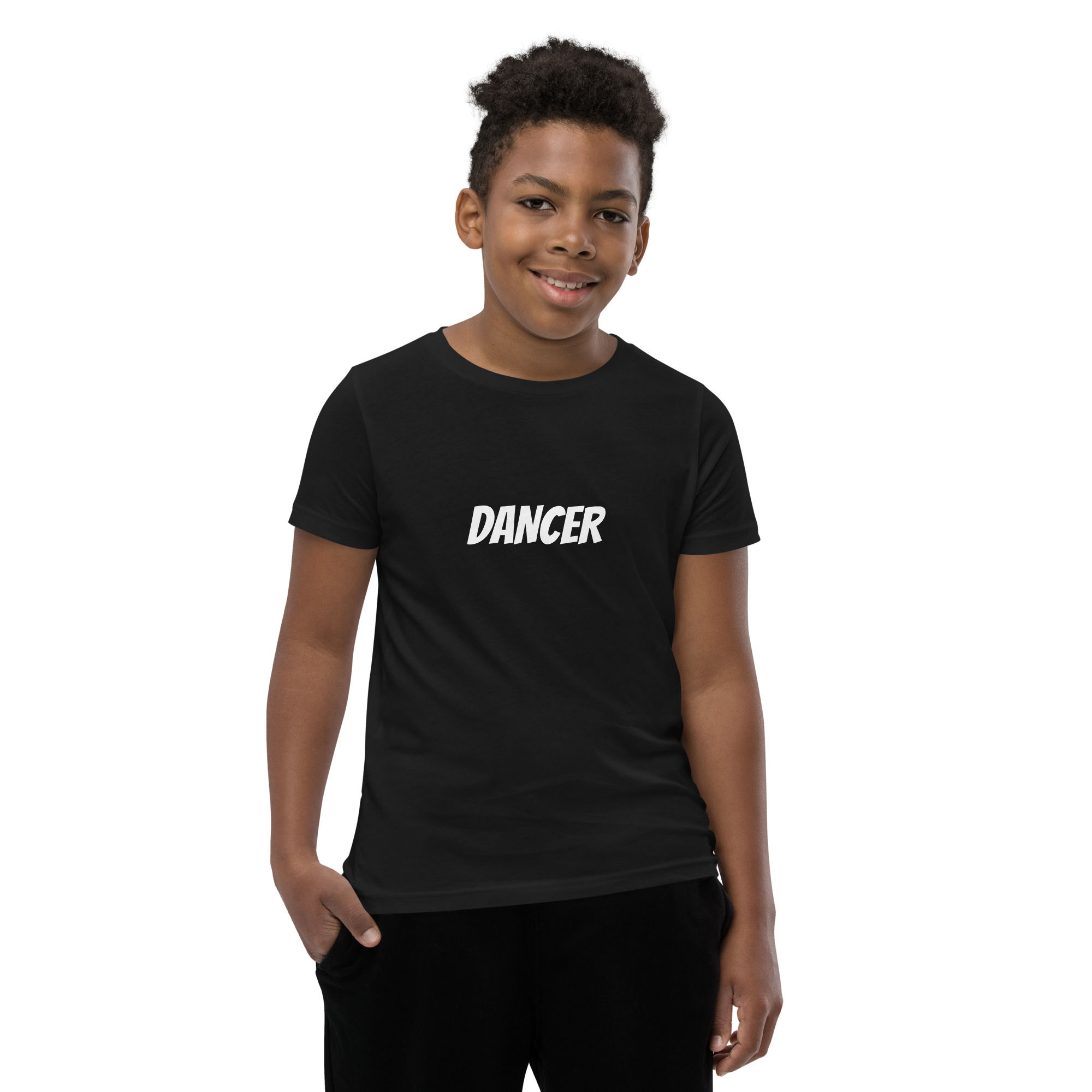 Front - Boy Model Youth T-Shirt in Black