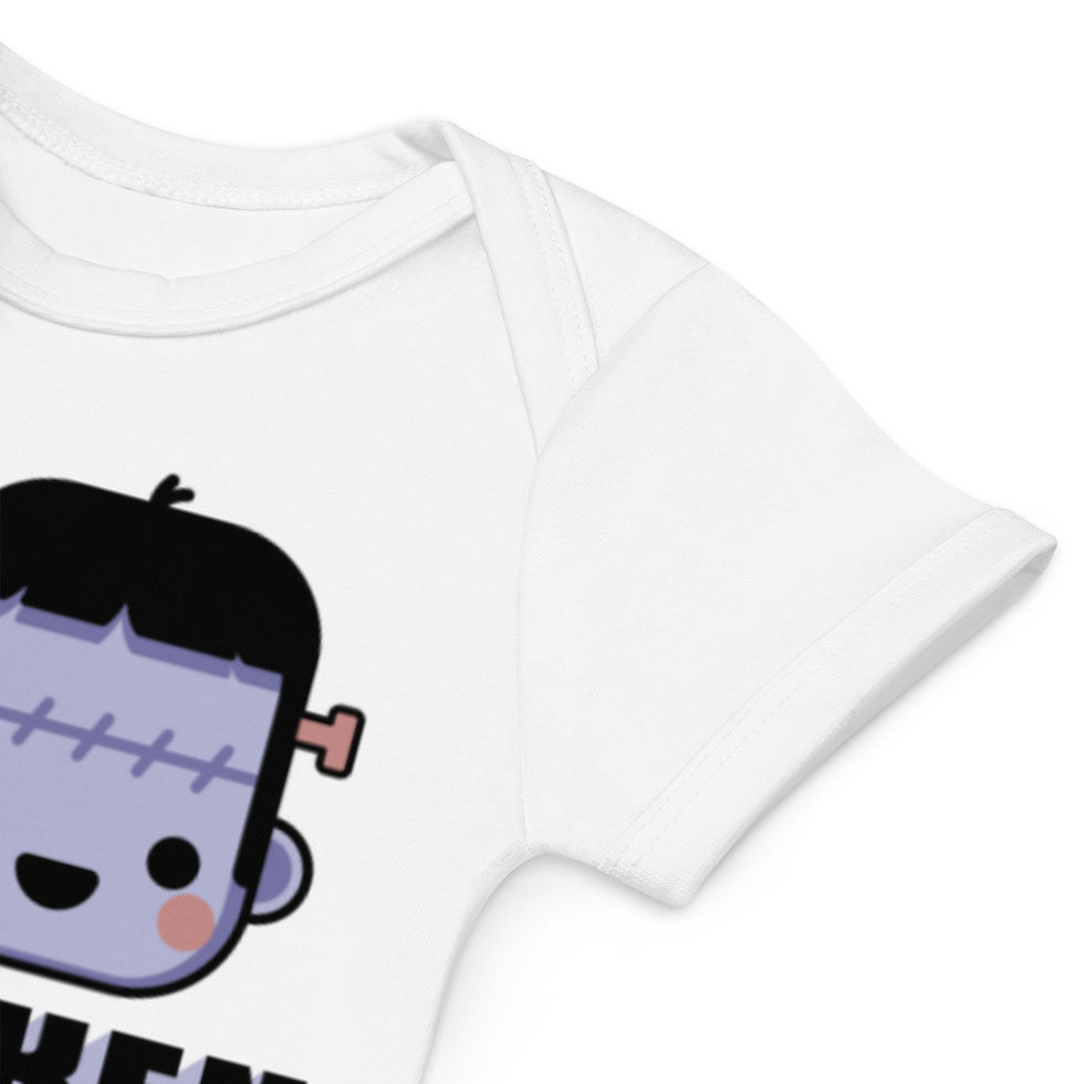 Thumbnail: Collar and sleeve detail for Organic Cotton Baby Grow - Colour  - White