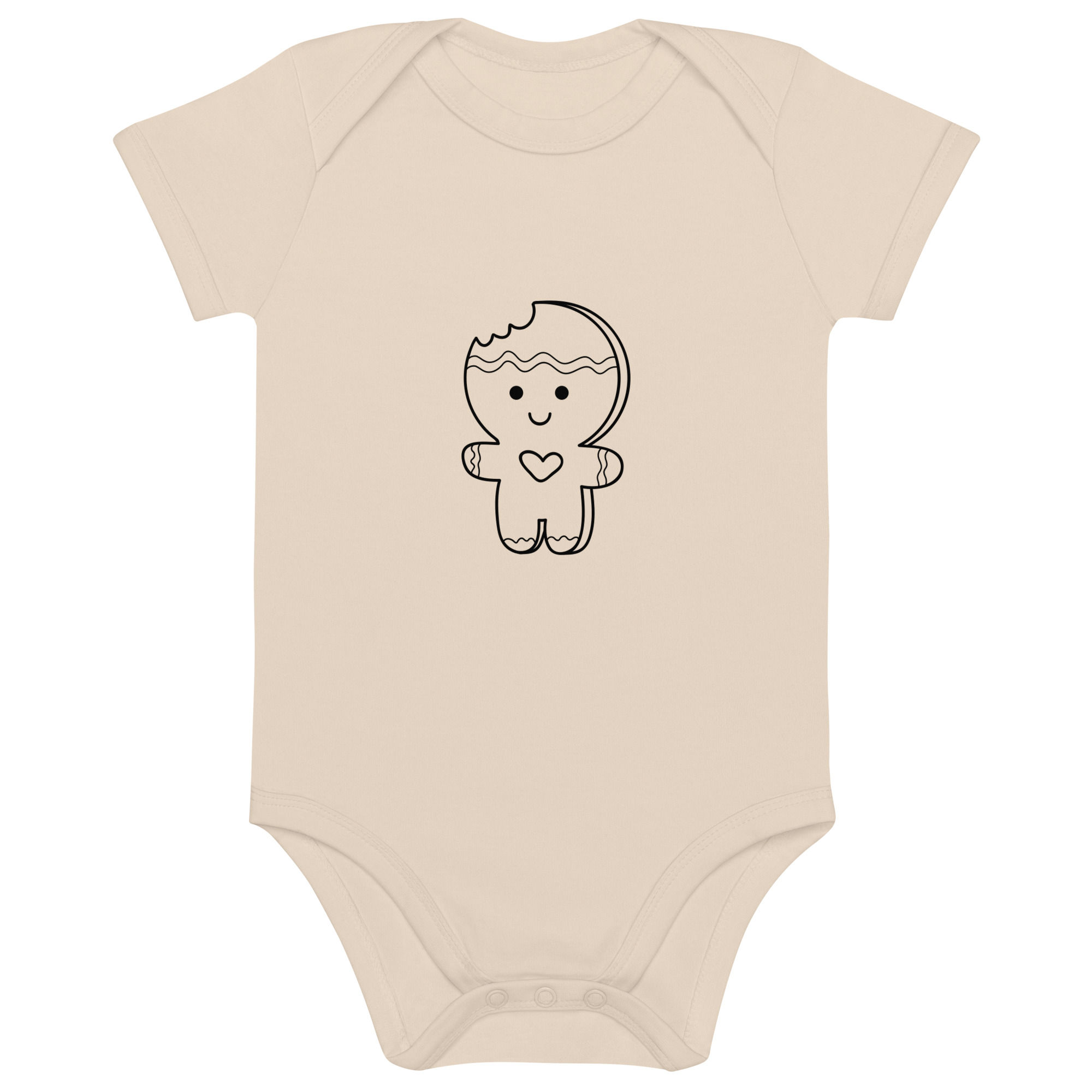 Popper detail for Organic Cotton Baby Grow - Colour - Organic Natural
