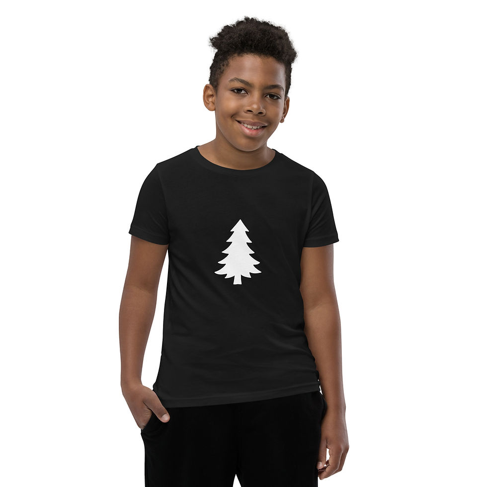Thumbnail: Christmas Tree T-Shirt for Youths - Black