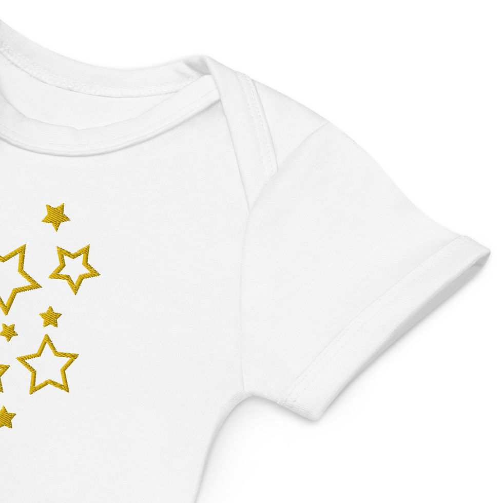 Collar and sleeve detail for Organic Cotton Baby Grow - Colour  - White