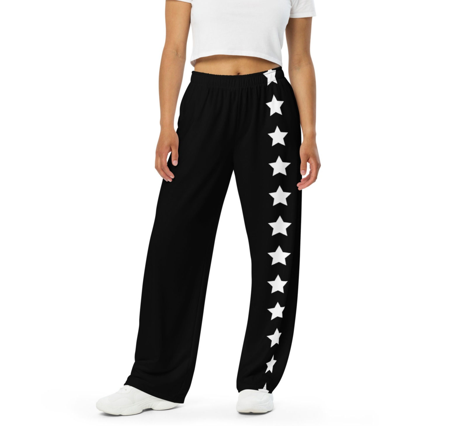 Front - Female Model Style - Wide-Leg Pants in Black