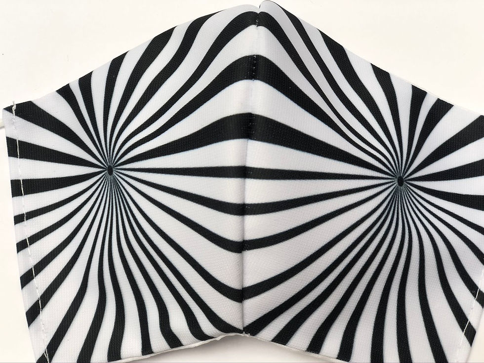 Thumbnail: Masque tissu design graphique /geometric Art/ OpArt Noir/blanc