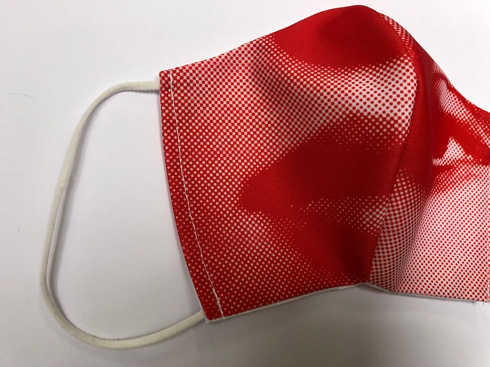 Thumbnail: Masque unique iconique Urma Thurman trame demi-teinte rouge et blanc