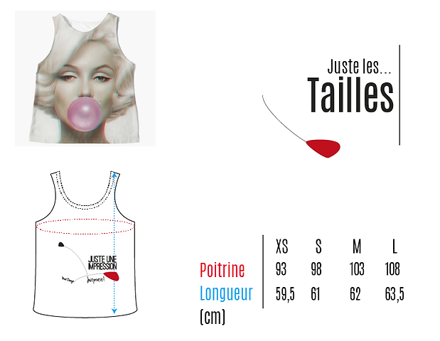 tailles débardeur/top sans manche
