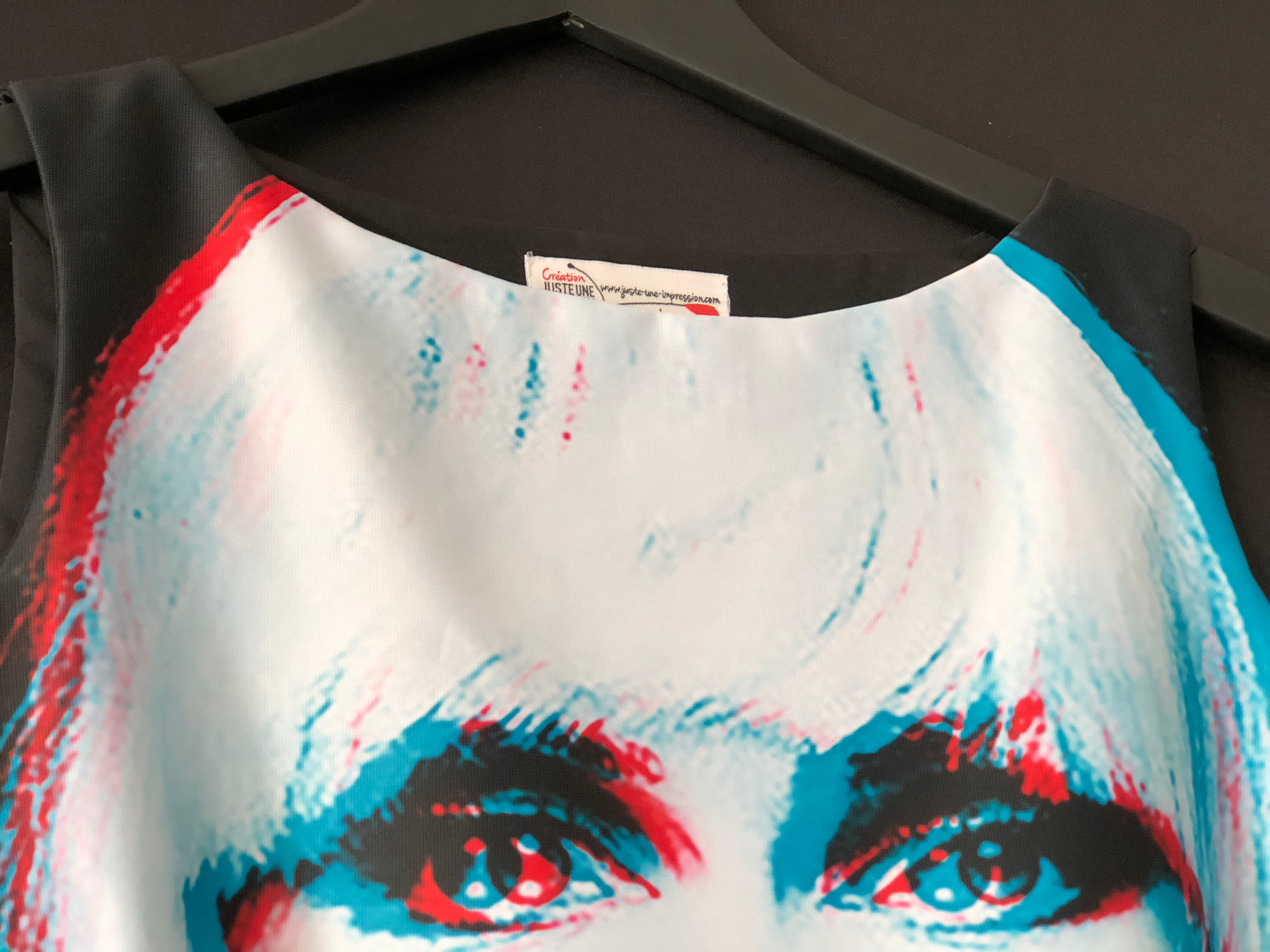 robe Blondie in Black effet 3D / Debbie Harry iconic dress 3D effect blue/red