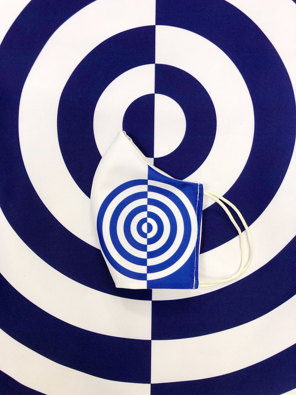 Thumbnail: Masque tissu design graphique / OpArt cible violet/blanc Target Purple/white