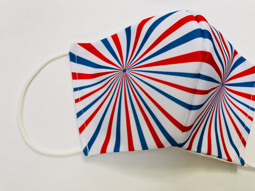 Thumbnail: Masque tissu design graphique / OpArt bleu/blanc/rouge