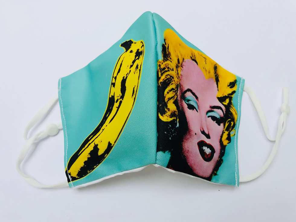 Thumbnail: Masque tissu imprimé Marilyne / banane façon Andy Warhol fond vert d'eau