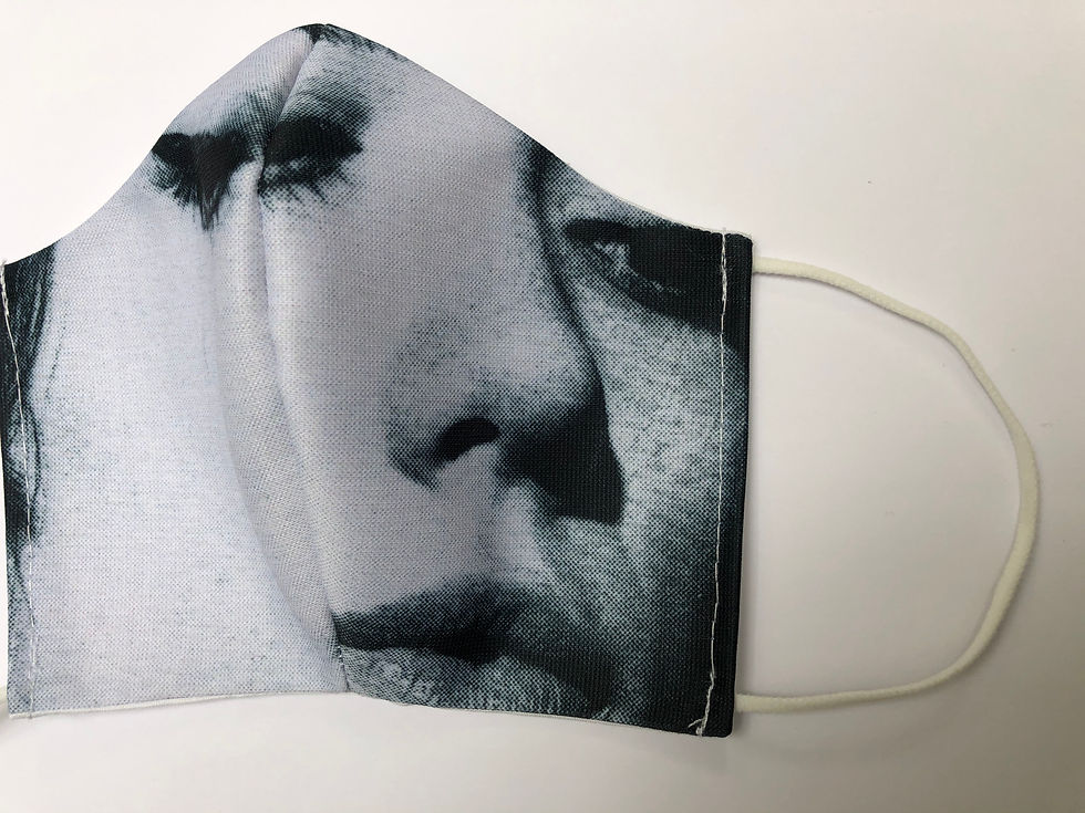 Thumbnail: Masque unique iconique Françoise Hardy effet trame Noir et Blanc