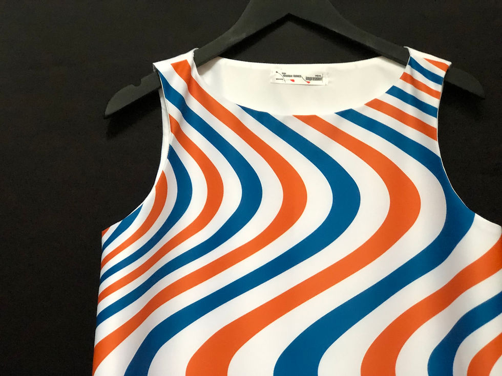 Thumbnail: robe sixties psychédélique orange/bleu - psychedelic orange & blue dress