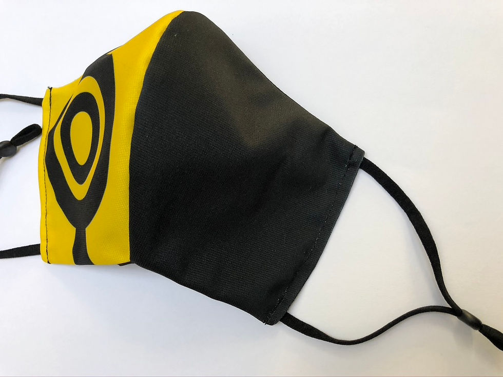 Thumbnail: Masque tissu design graphique geometric Art Jaune/Noir version 1