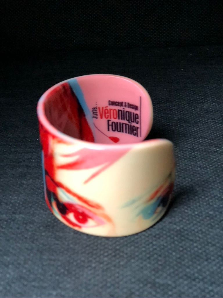 Miniature : bracelet manchette "Blondie"/Debbie Harry 3D rose/rouge