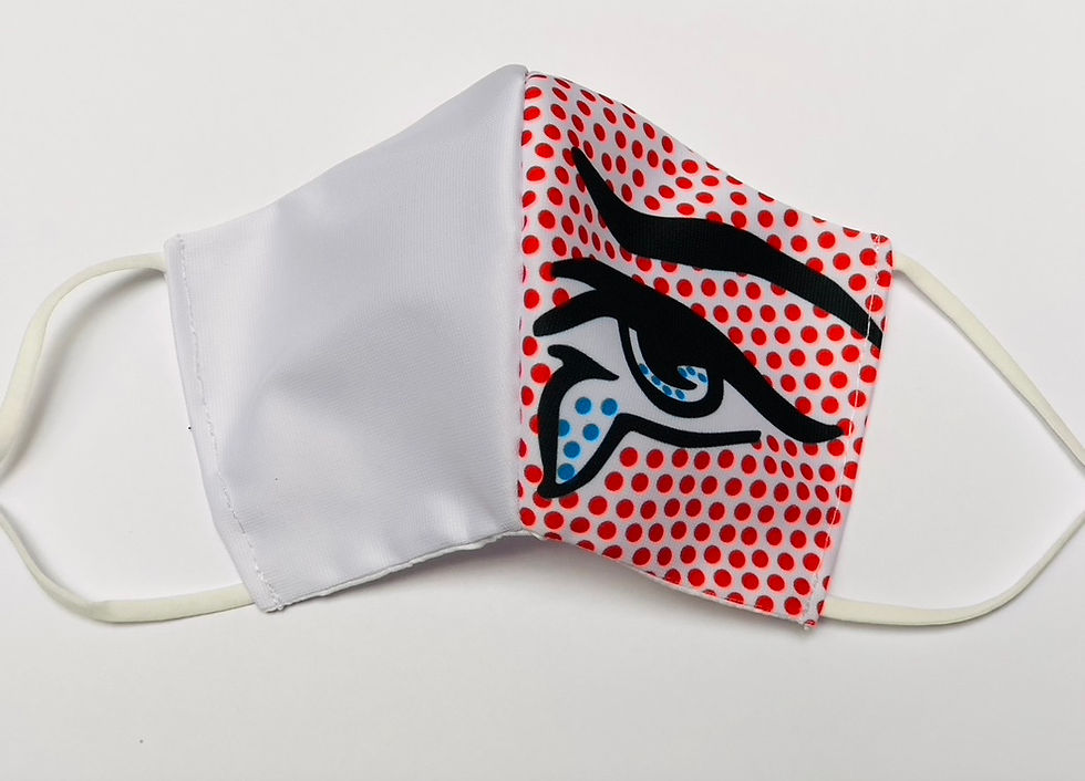 Thumbnail: Masque tissu design graphique Pop Art / Dot Art inspiration Roy Lichtenstein