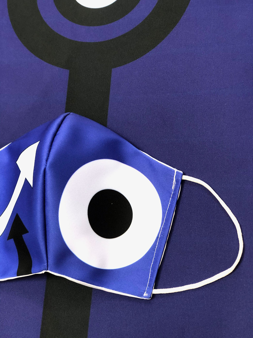 Thumbnail: Masque tissu design graphique / Mod Cocarde violet/blanc/noir Flèches