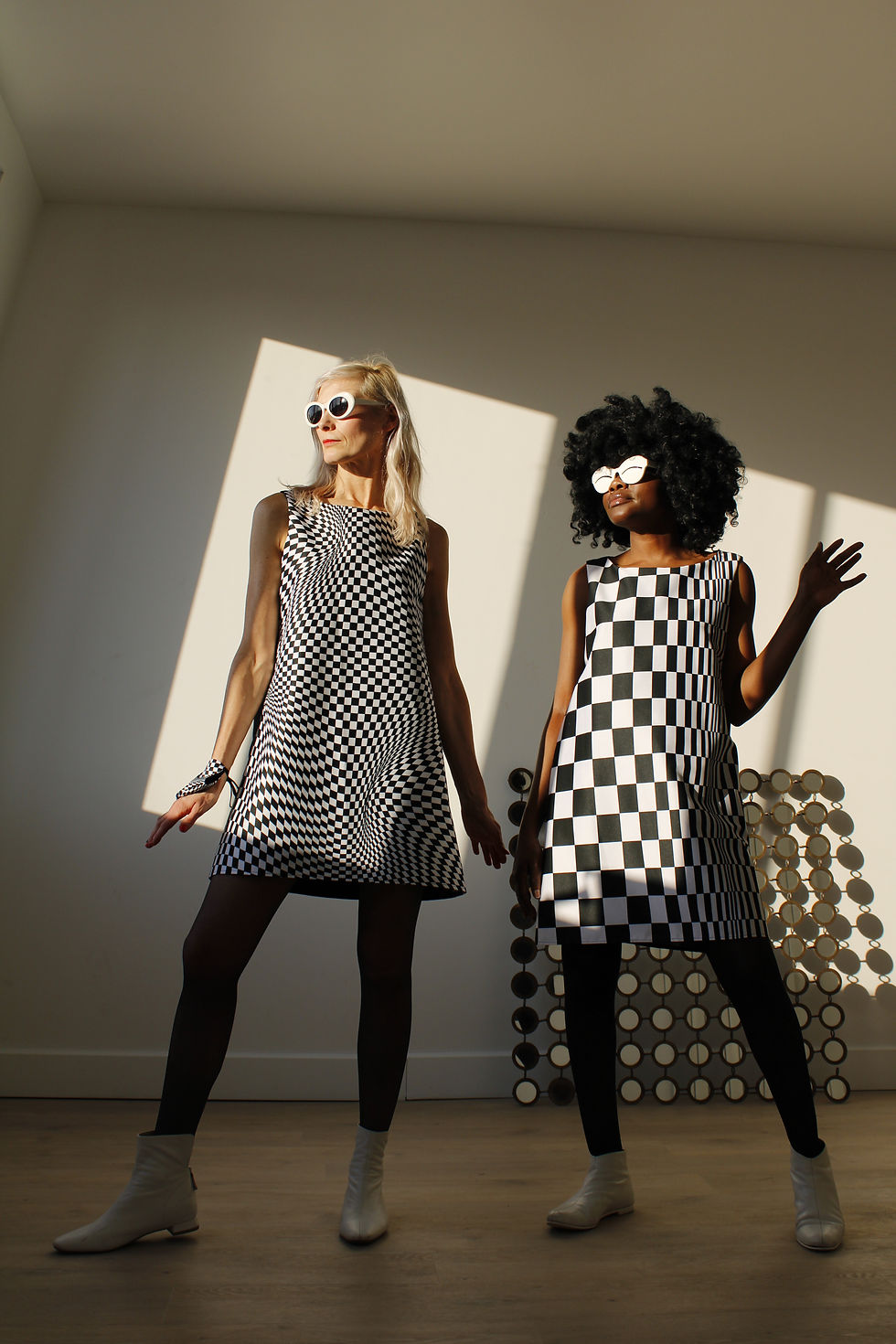 Thumbnail: robe OpArt échec et mat inspiration Bridget Riley