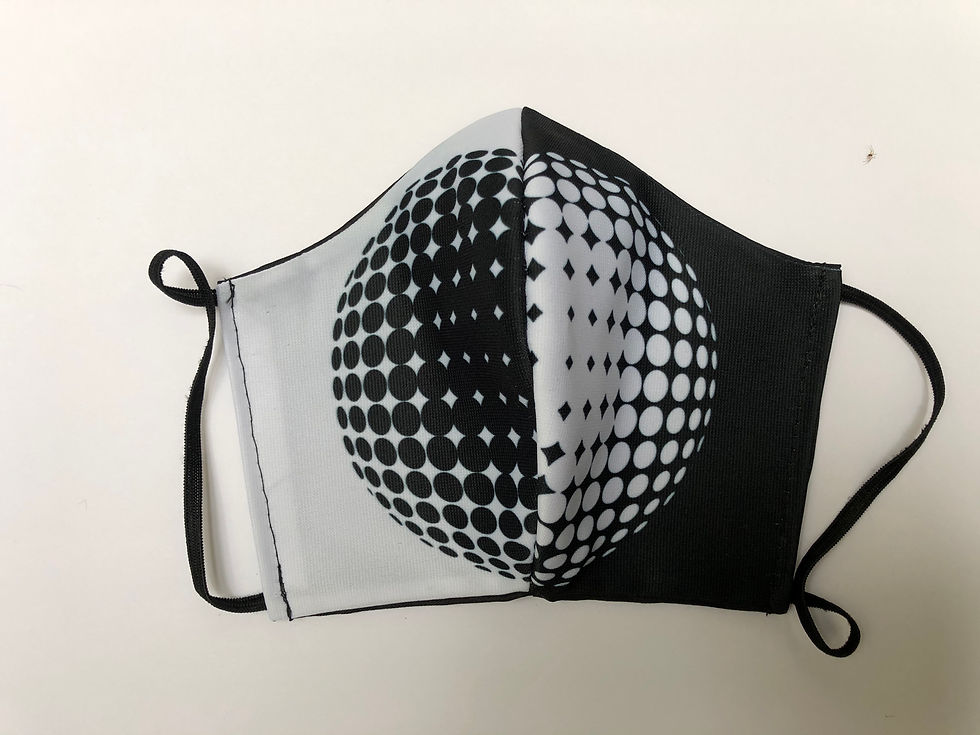 Thumbnail: Masque tissu design graphique /geometric Art/ OpArt inspiration Vasarely v1