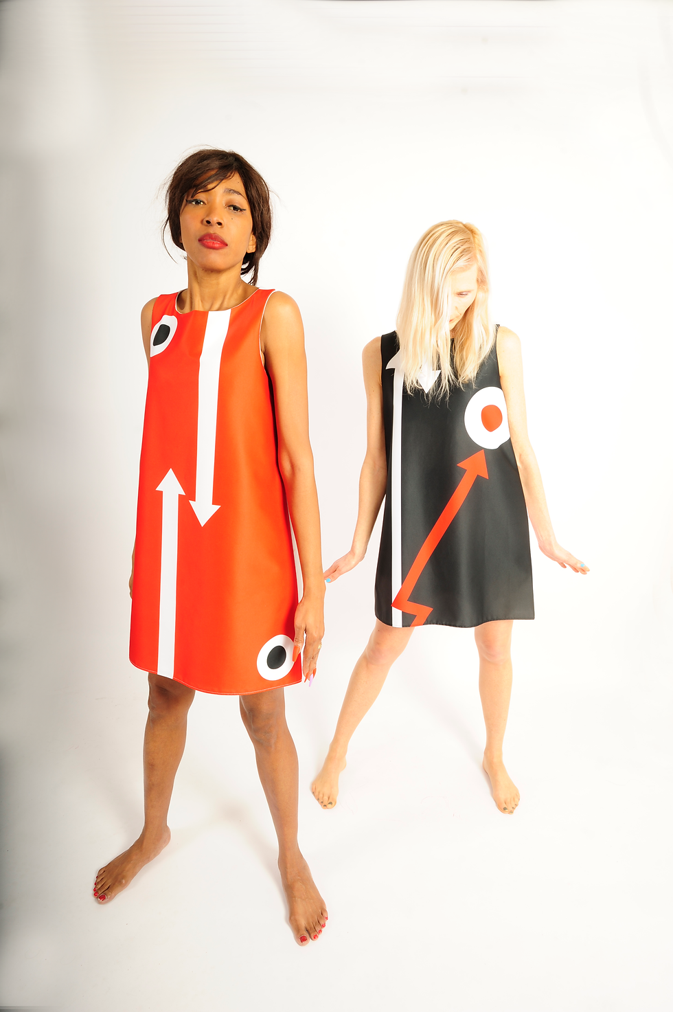 robe sixties orange/blanc/noir - sixties dress orange/white & black