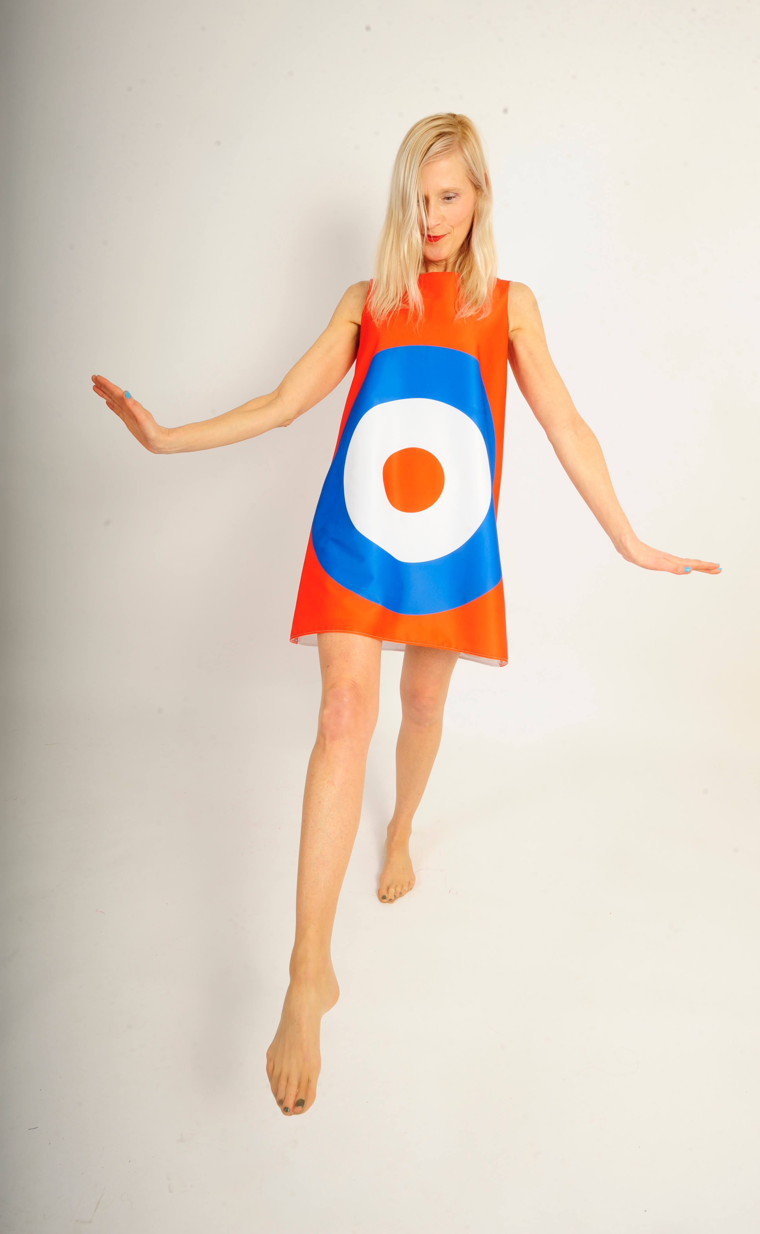 robe mod cible bleu/orange/noir - mod dress orange/blue target