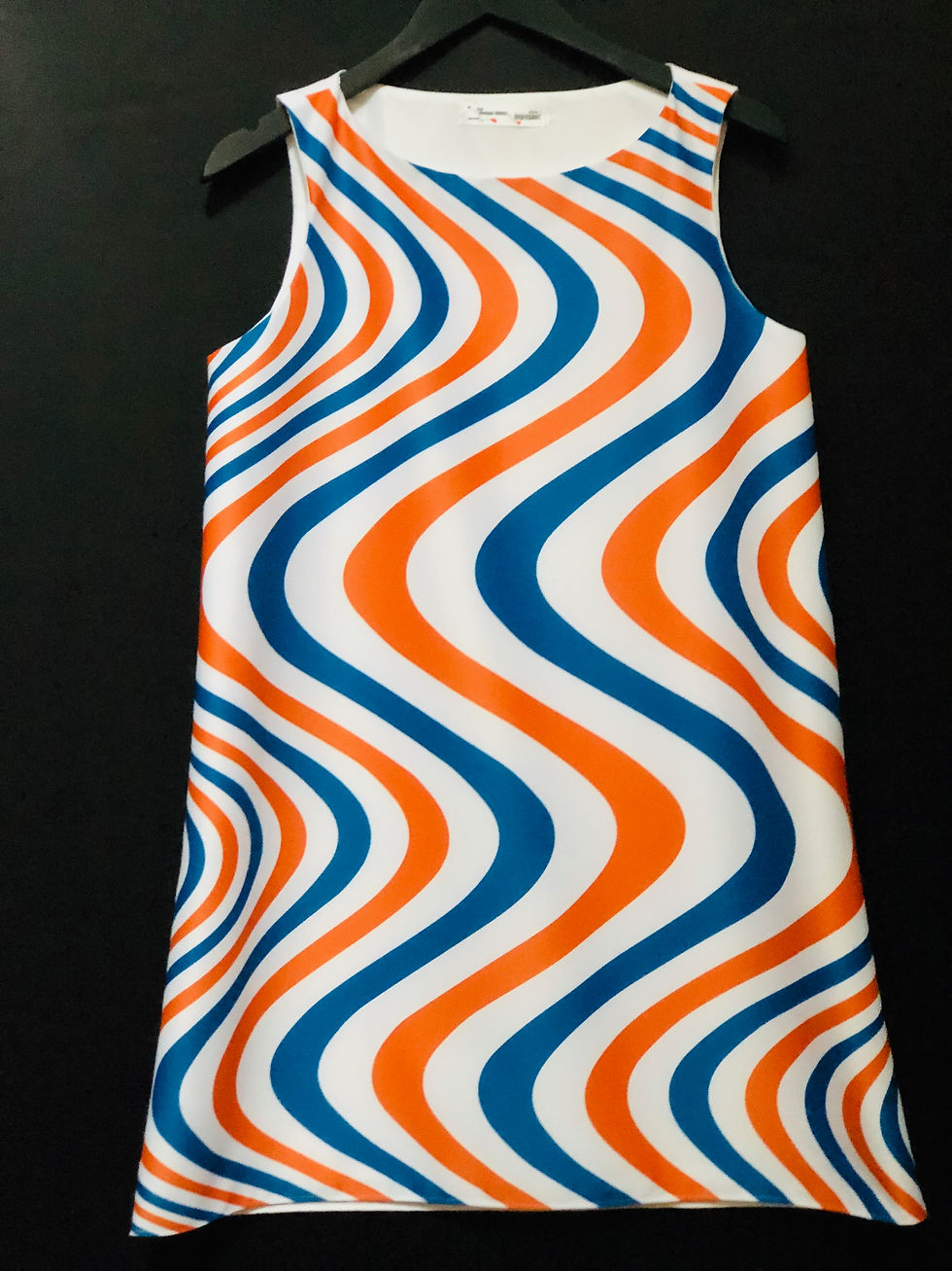 Thumbnail: robe sixties psychédélique orange/bleu - psychedelic orange & blue dress