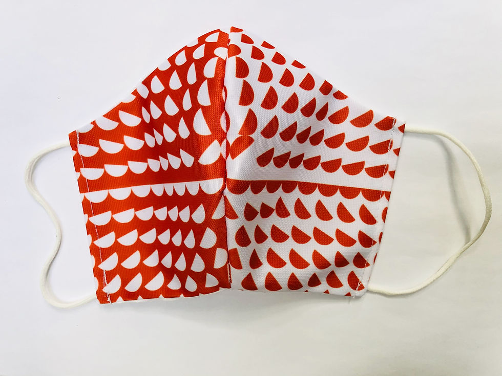 Miniature : Masque tissu design graphique / OpArt inspiration Vasarely orange/blanc