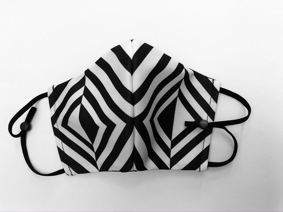 Thumbnail: Masque tissu design graphique geometric Art Noir/Blanc